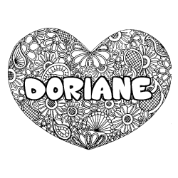 Coloración del nombre DORIANE - decorado mandala de corazón