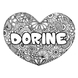 Coloración del nombre DORINE - decorado mandala de corazón