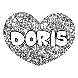 Coloración del nombre DORIS - decorado mandala de corazón