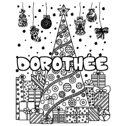 Dibujo para colorear DOROTH&Eacute;E - decorado &aacute;rbol de Navidad y regalos