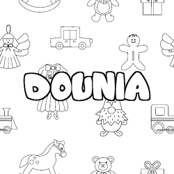 Dibujo para colorear DOUNIA - decorado juguetes