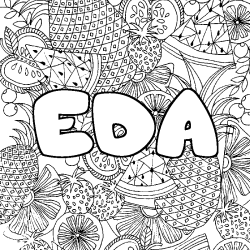 Coloración del nombre EDA - decorado mandala de frutas