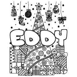 Coloración del nombre EDDY - decorado árbol de Navidad y regalos