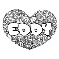 Coloración del nombre EDDY - decorado mandala de corazón