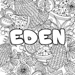 Coloración del nombre EDEN - decorado mandala de frutas