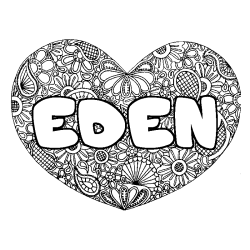 Dibujo para colorear EDEN - decorado mandala de coraz&oacute;n