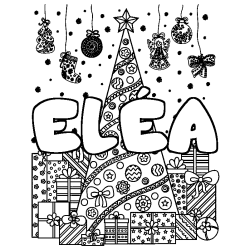 Coloración del nombre ELÉA - decorado árbol de Navidad y regalos