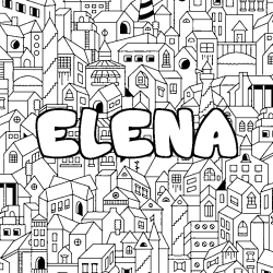 Coloración del nombre ELENA - decorado ciudad