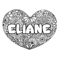 Coloración del nombre ELIANE - decorado mandala de corazón