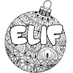 Coloración del nombre ELIF - decorado bola de Navidad