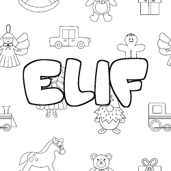 Coloración del nombre ELIF - decorado juguetes