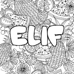 Coloración del nombre ELIF - decorado mandala de frutas