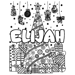 Coloración del nombre ELIJAH - decorado árbol de Navidad y regalos