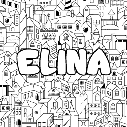 Coloración del nombre ELINA - decorado ciudad