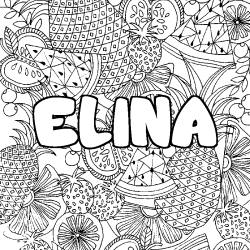 Coloración del nombre ELINA - decorado mandala de frutas