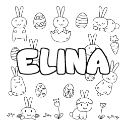 Coloración del nombre ELINA - decorado Pascua