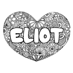 Coloración del nombre ELIOT - decorado mandala de corazón