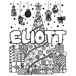 Coloración del nombre ELIOTT - decorado árbol de Navidad y regalos