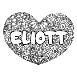 Coloración del nombre ELIOTT - decorado mandala de corazón