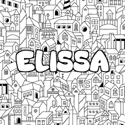 Coloración del nombre ELISSA - decorado ciudad