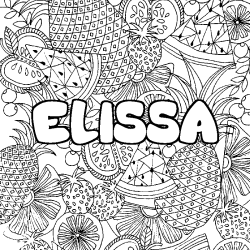 Coloración del nombre ELISSA - decorado mandala de frutas