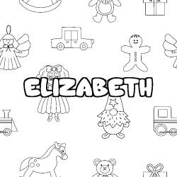 Coloración del nombre ELIZABETH - decorado juguetes