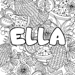 Coloración del nombre ELLA - decorado mandala de frutas