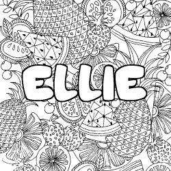 Coloración del nombre ELLIE - decorado mandala de frutas