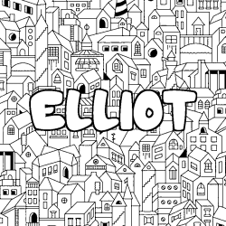 Coloración del nombre ELLIOT - decorado ciudad