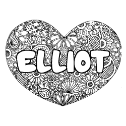 Coloración del nombre ELLIOT - decorado mandala de corazón