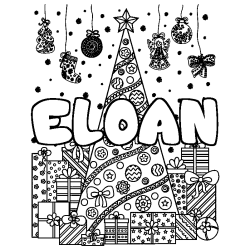 Coloración del nombre ELOAN - decorado árbol de Navidad y regalos