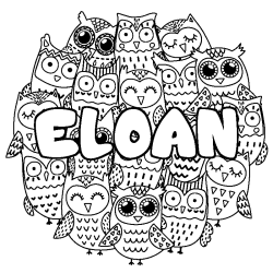 Coloración del nombre ELOAN - decorado búhos