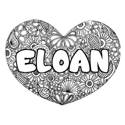 Coloración del nombre ELOAN - decorado mandala de corazón