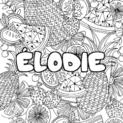 Coloración del nombre ÉLODIE - decorado mandala de frutas