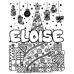 Coloración del nombre ELOISE - decorado árbol de Navidad y regalos