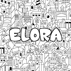 Coloración del nombre ELORA - decorado ciudad