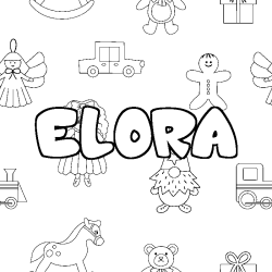 Coloración del nombre ELORA - decorado juguetes