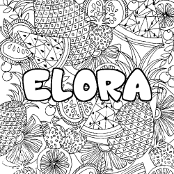 Coloración del nombre ELORA - decorado mandala de frutas