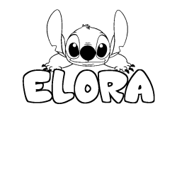 Coloración del nombre ELORA - decorado Stitch