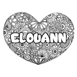 Coloración del nombre ELOUANN - decorado mandala de corazón