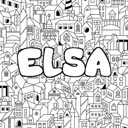 Coloración del nombre ELSA - decorado ciudad