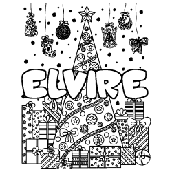 Coloración del nombre ELVIRE - decorado árbol de Navidad y regalos