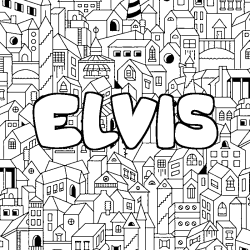 Dibujo para colorear ELVIS - decorado ciudad