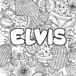 Coloración del nombre ELVIS - decorado mandala de frutas