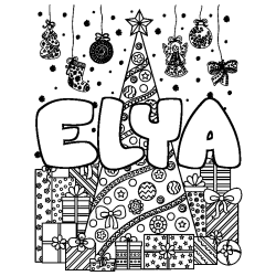 Coloración del nombre ELYA - decorado árbol de Navidad y regalos