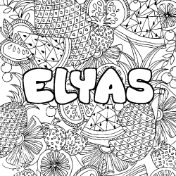 Coloración del nombre ELYAS - decorado mandala de frutas