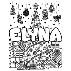 Coloración del nombre ELYNA - decorado árbol de Navidad y regalos