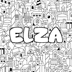 Coloración del nombre ELZA - decorado ciudad