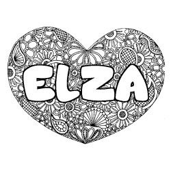 Coloración del nombre ELZA - decorado mandala de corazón