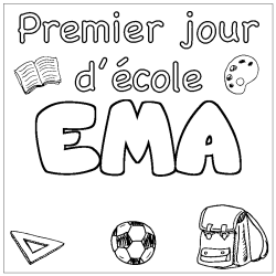 Coloración del nombre EMA - decorado primer día de escuela